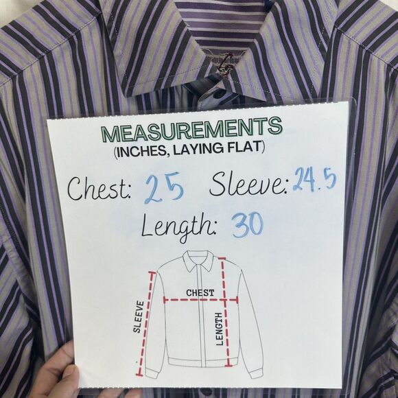 Robert Graham Men's L Gray Black Purple Striped Contrast Cuff Button Down Shirt‎ - Picture 5 of 11